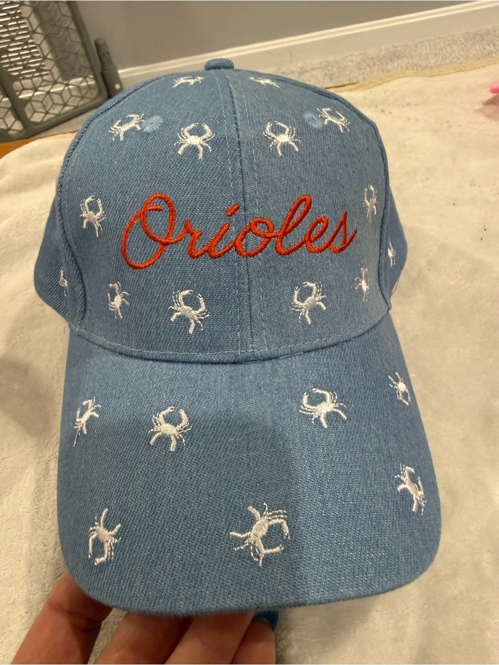 Baltimore Orioles Denim Crab Hat Cap Adjustable Strap SGA 5/10/26 New - Picture 9 of 9